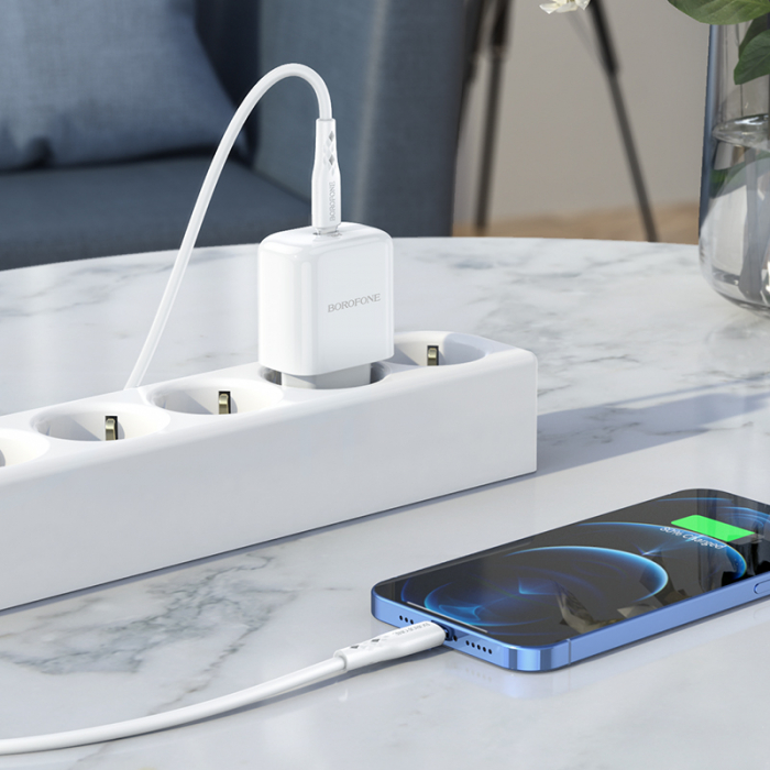 Incarcator Retea Borofone BN3 Premium, Quick Charge, 20W, 1 X USB Tip-C, Alb [8]