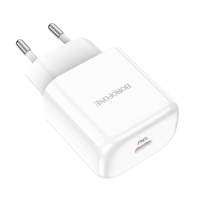 Incarcator Retea Borofone BN3 Premium, Quick Charge, 20W, 1 X USB Tip-C, Alb [3]