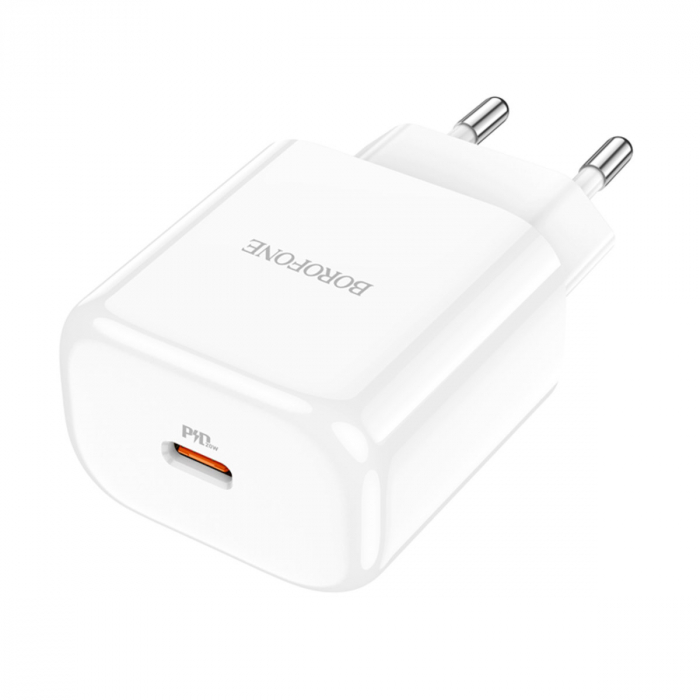 Incarcator Retea Borofone BN3 Premium, Quick Charge, 20W, 1 X USB Tip-C, Alb [2]