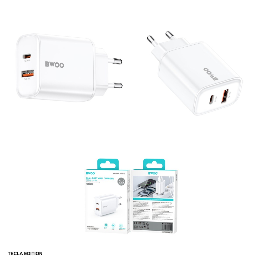 Incarcator priza BWOO CDA207, 36W, 1 x USB-A, 1 x USB-C, Power Delivery, Alb [4]