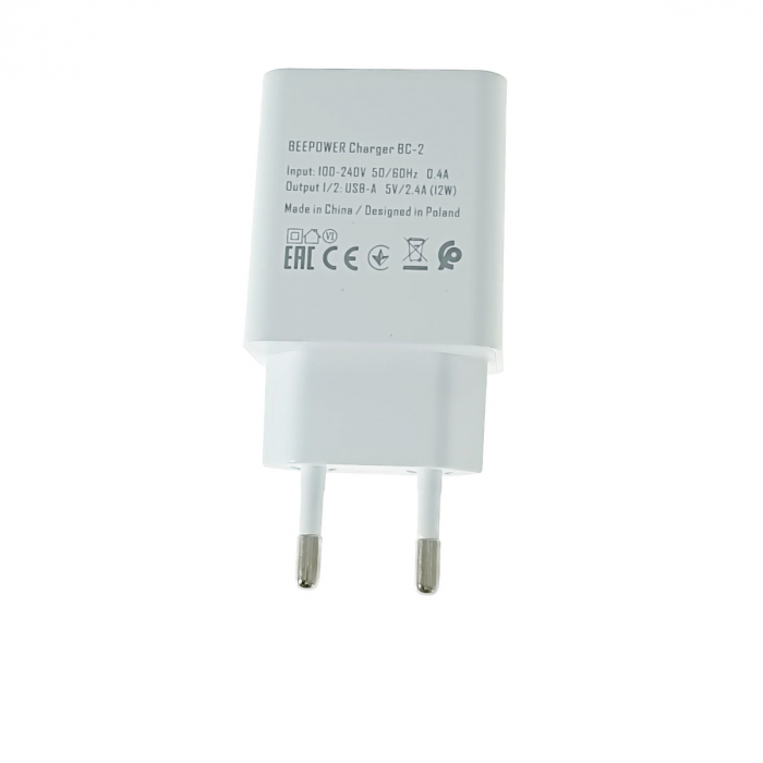 Incarcator priza EU, Dual Ports, Fast Charge, BeePower BC2 50013, 5V 2.4 A, 2 porturi USB, alb [3]