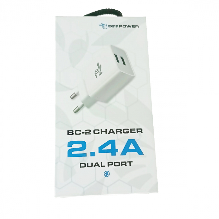 Incarcator priza EU, Dual Ports, Fast Charge, BeePower BC2 50013, 5V 2.4 A, 2 porturi USB, alb [5]