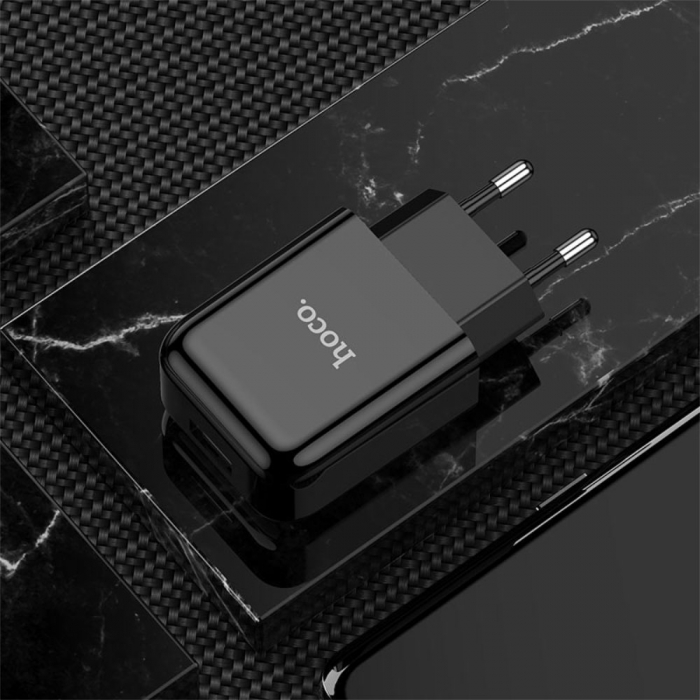 Incarcator priza EU, HOCO N2 Vigour Fast Charge, 5V / 2.1 A, 1 x USB, negru [3]