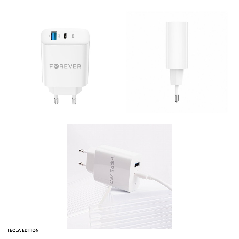 Incarcator priza Forever TC-07-30AC, 30W, 1 x USB-C, 1 x USB-A, Power Delivery, Quick Charge, Alb [4]