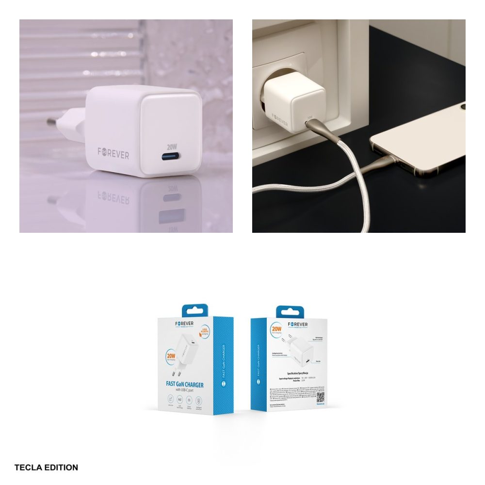 Incarcator priza Forever TC-08-20C, 20W, 1 x USB-C, Power Delivery, GaN, Alb [5]
