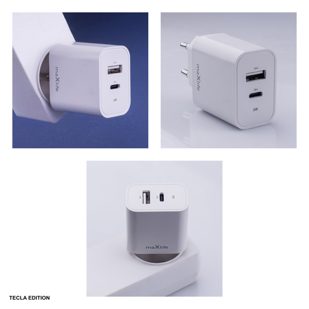 Incarcator priza Maxlife MXTC-06-25AC, 25W, 1 x USB-C, 1 x USB-A, Power Delivery, Quick Charge, Alb [4]