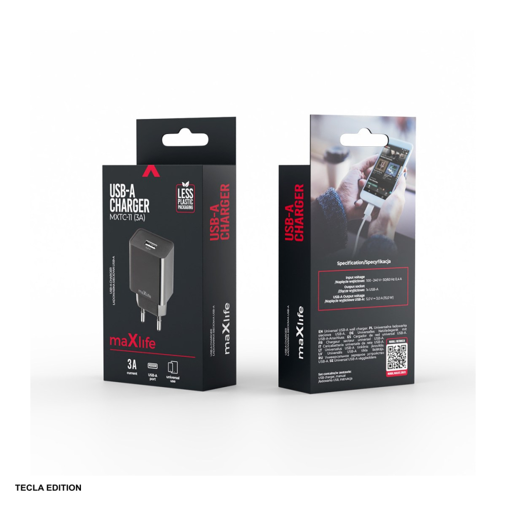Incarcator priza Maxlife MXTC-11, 3A, 1 x USB-A, Quick Charge, Negru [5]
