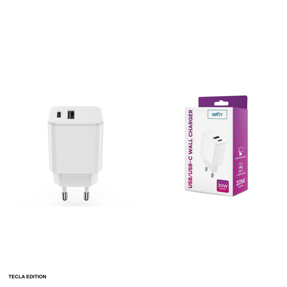 Incarcator priza Setty, 20W, 1 x USB-A, 1 x USB-C, Alb [5]