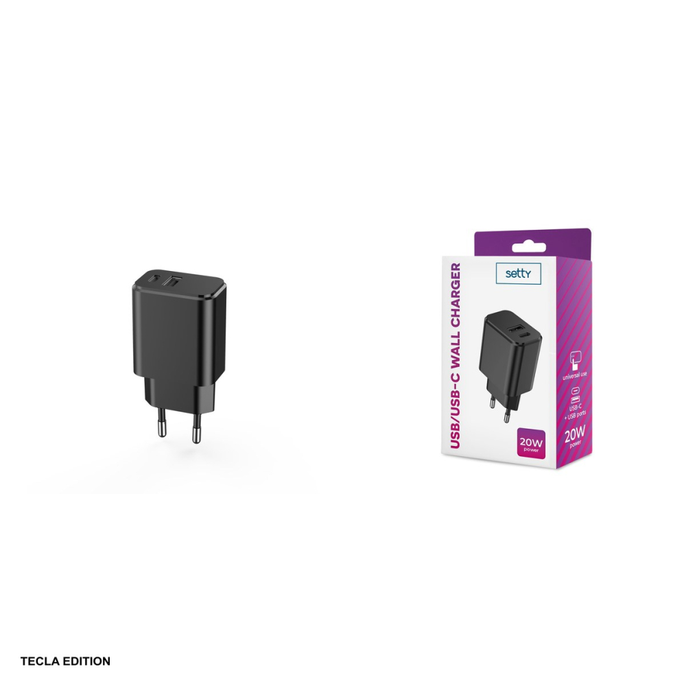 Incarcator priza Setty, 20W, 1 x USB-A, 1 x USB-C, Negru [5]