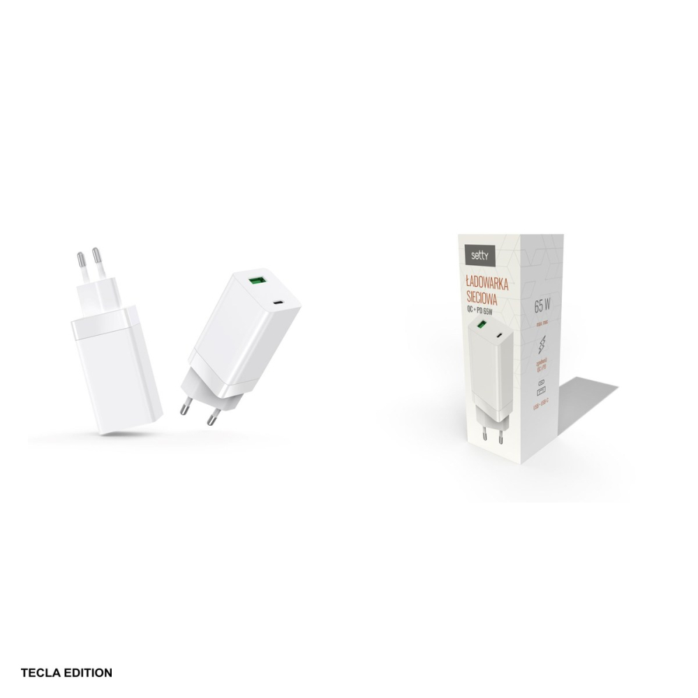 Incarcator priza Setty LSI-02, 65W, 1 x USB-A, 1 x USB-C, Power Delivery, Quick Charge, GaN, Alb [4]