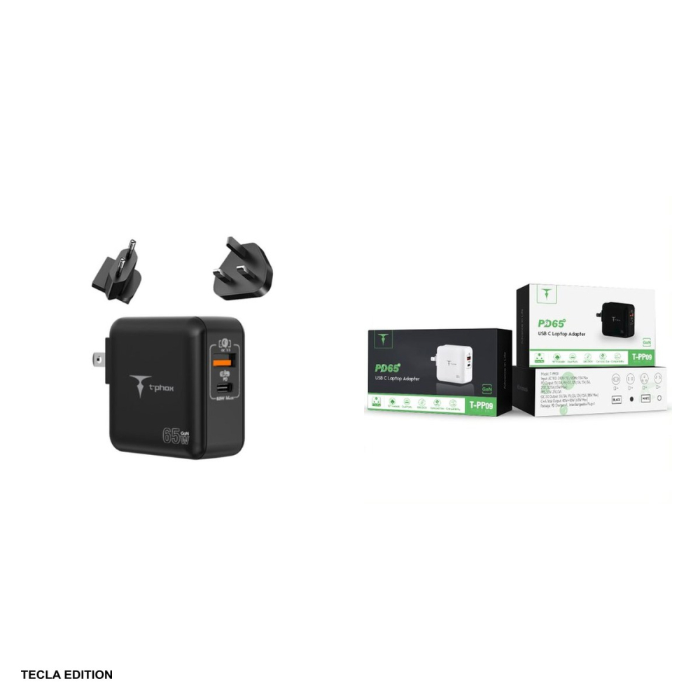 Incarcator priza T-Phox Mega, 65W, 1 x USB-A, 1 x USB-C, Power Delivery, GaN, Negru [4]