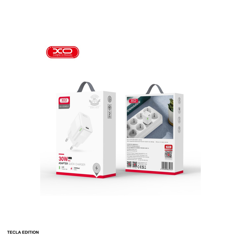 Incarcator priza XO CE06, 30W, 1 x USB-C, Power Delivery, Alb [4]