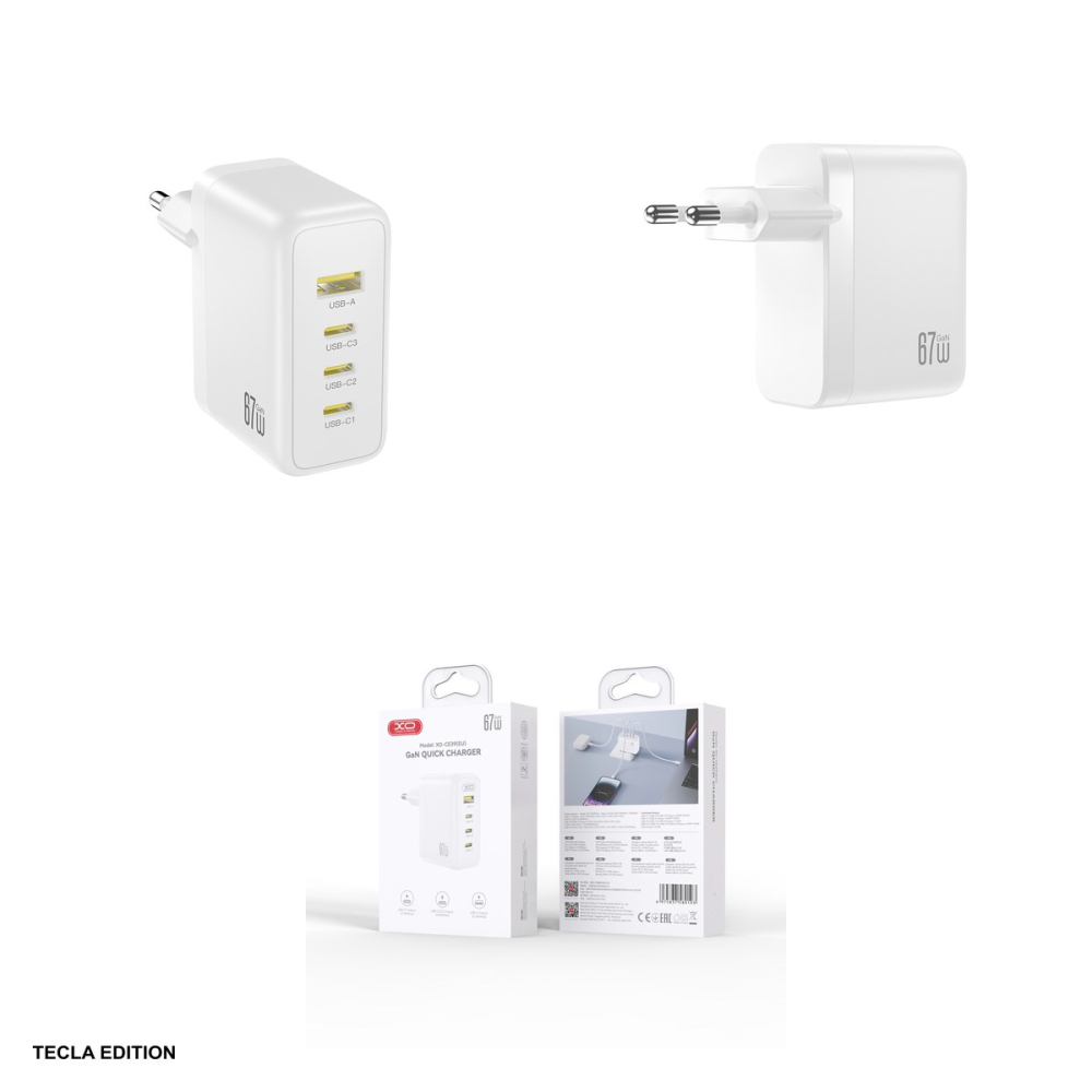 Incarcator priza XO CE39, 67W, 3 x USB-C, 1 x USB-A, Power Delivery, Alb [6]