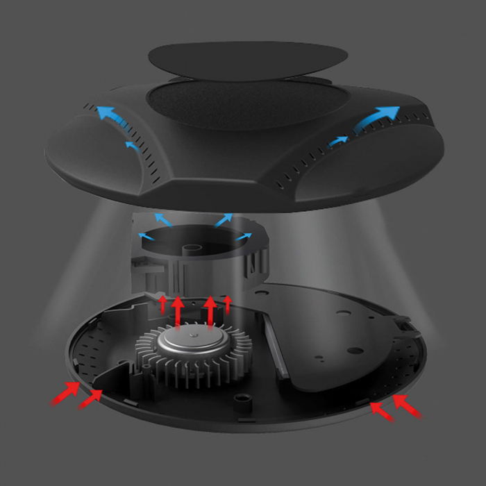 Incarcator Qi Wireless 15W, Platinet 45289, cu ventilator, distanta incarcare 8 mm, conector USB Tip C, negru [6]