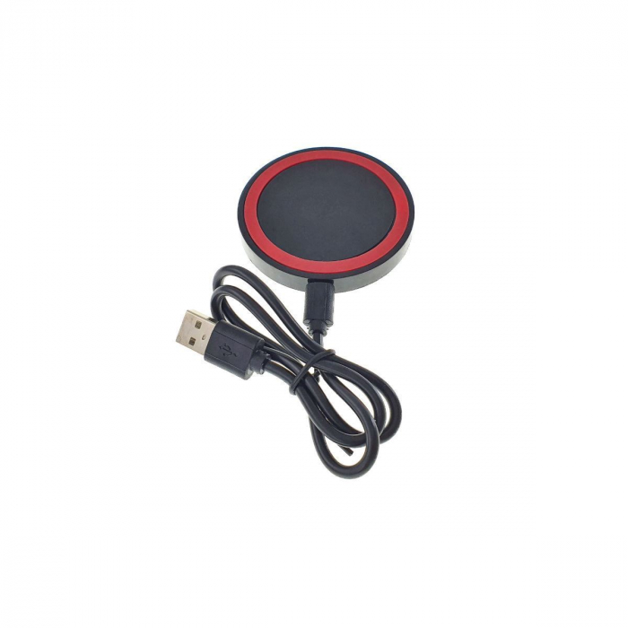 Incarcator Qi Wireless, 70x10mm, 5V 1 A, negru cu rosu [6]