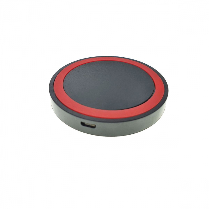 Incarcator Qi Wireless, 70x10mm, 5V 1 A, negru cu rosu [4]