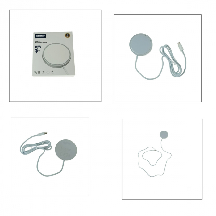Incarcator Qi Wireless Magsafe 15W, Jellico W11, conector USB Tip C, Alb [4]