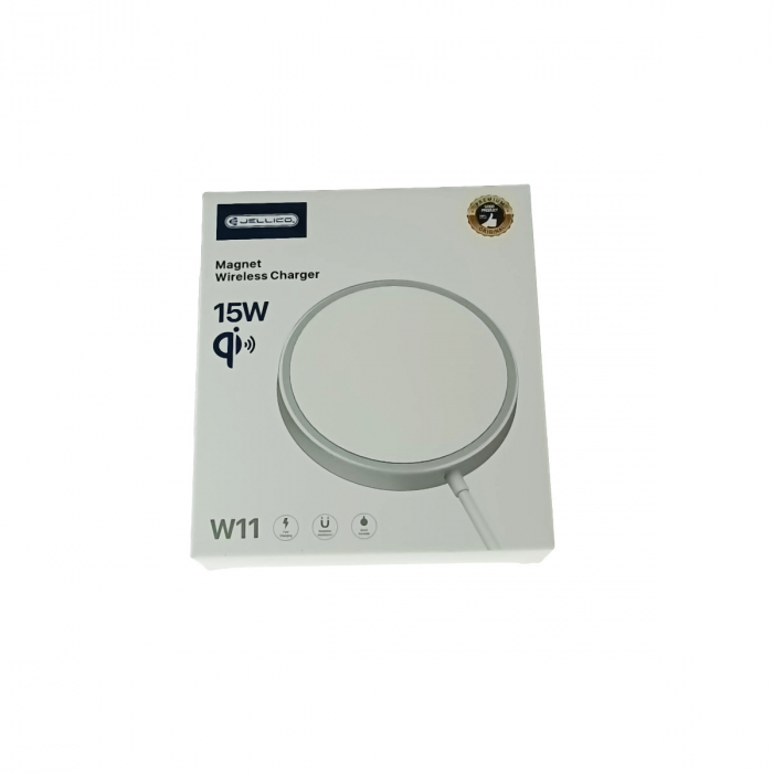 Incarcator Qi Wireless Magsafe 15W, Jellico W11, conector USB Tip C, Alb [3]