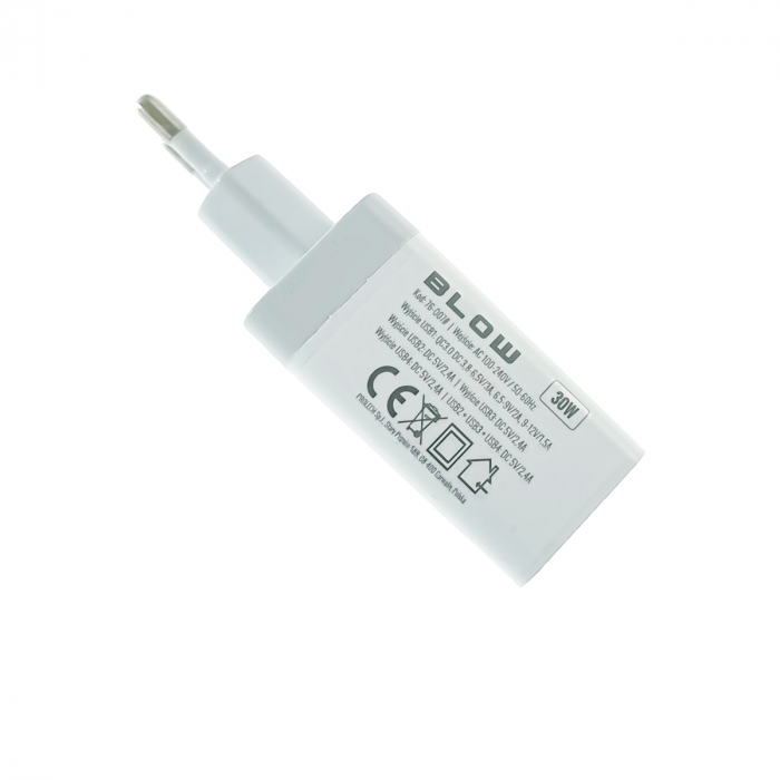 Incarcator rapid de perete QC 3.0, 30W, 5.4A, 4xUSB, Blow 11760, 100-240V, alb [4]