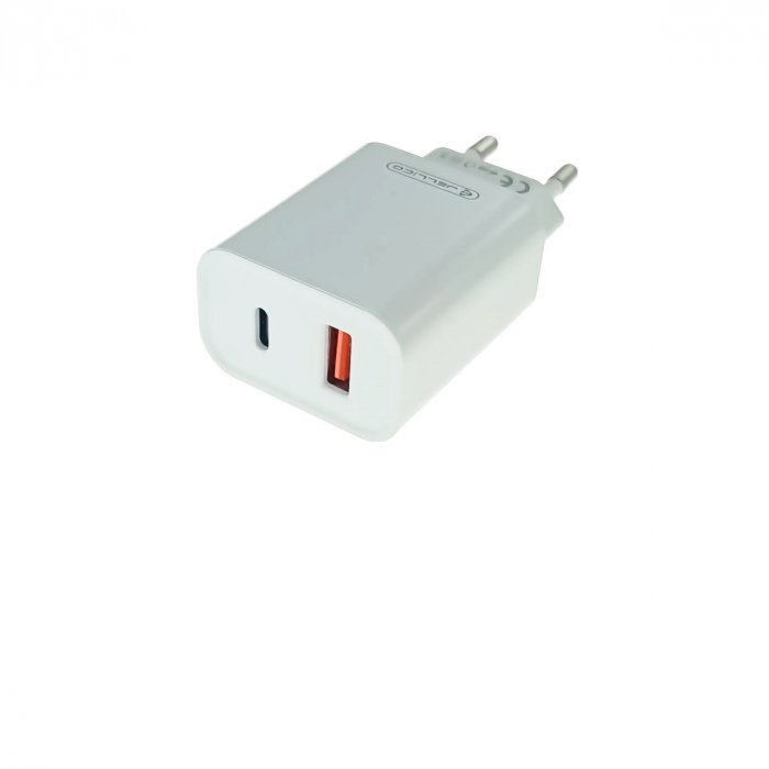 Incarcator rapid de retea port USB tip C PD 20W, port USB-A QC3.0, Jellico C9, Alb [2]