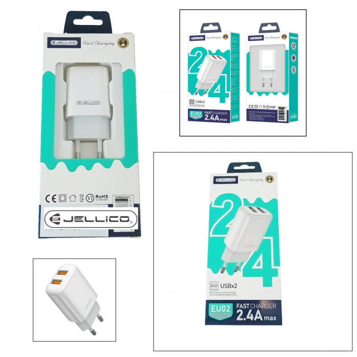 Incarcator retea, 2 x USB, Fast Charge, 5V, 2.4A, Jellico EU02 64875, 100-240V, alb [5]