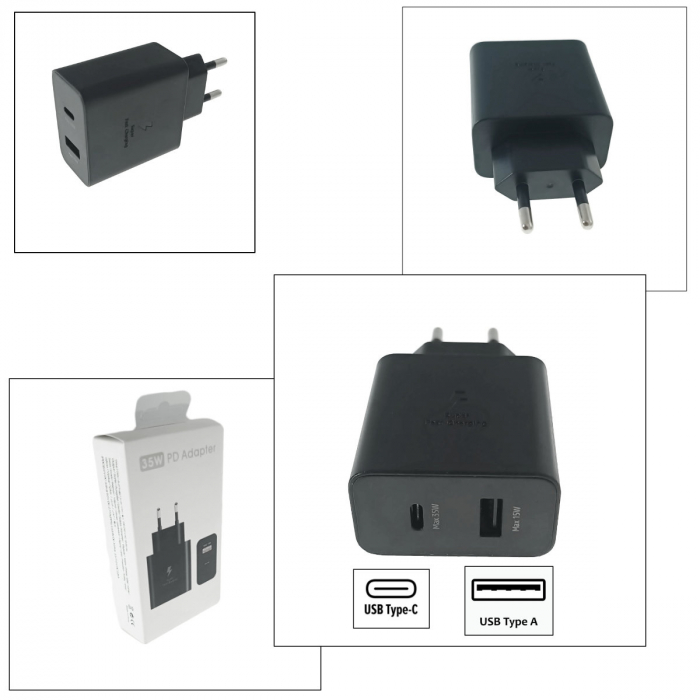 Incarcator retea 35W cu port USB-C si USB-A, S22-5G, PD, negru [3]