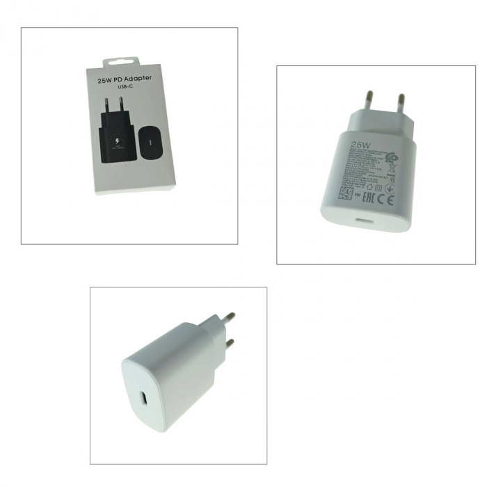 Incarcator retea cu port USB-C, 25W, QC, PD, priza retea EU, Alb [3]
