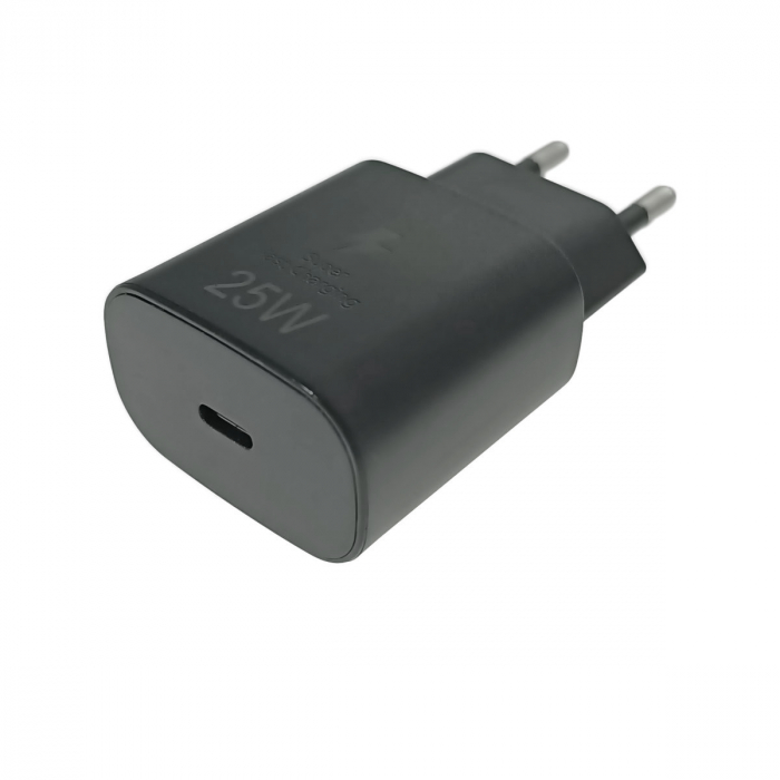 Incarcator retea cu port USB-C, 25W, QC, PD, priza retea EU, negru [2]