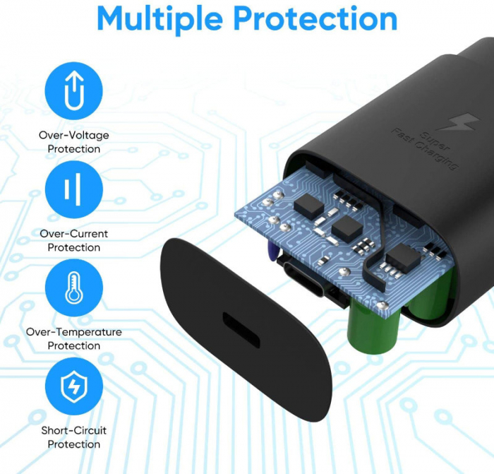Incarcator retea cu port USB tip C, pentru Samsung, EP-TA800EBE, Super Fast Charging, 5V 3A, maxim 25W, negru [7]
