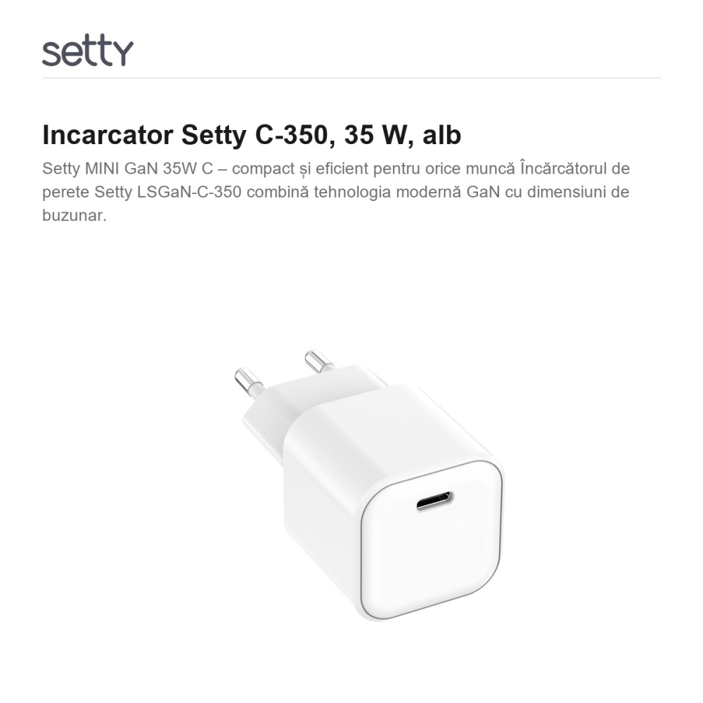 Incarcator Setty C-350, 35 W, alb [2]