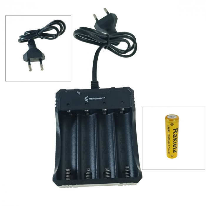 Incarcator universal pentru 4 x baterii tip 18650 Li-Ion, 3.7V, 20191, MS-404A, la priza retea, negru [3]