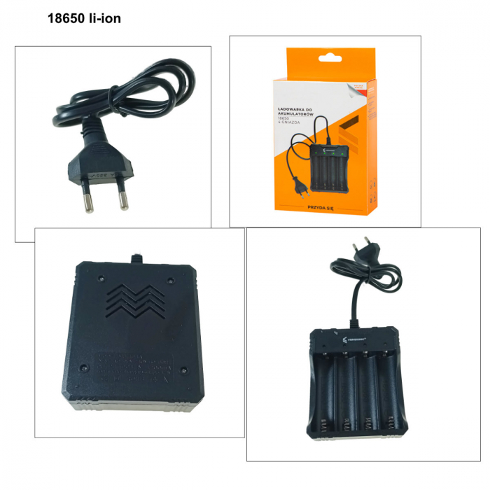 Incarcator universal pentru 4 x baterii tip 18650 Li-Ion, 3.7V, 20191, MS-404A, la priza retea, negru [4]