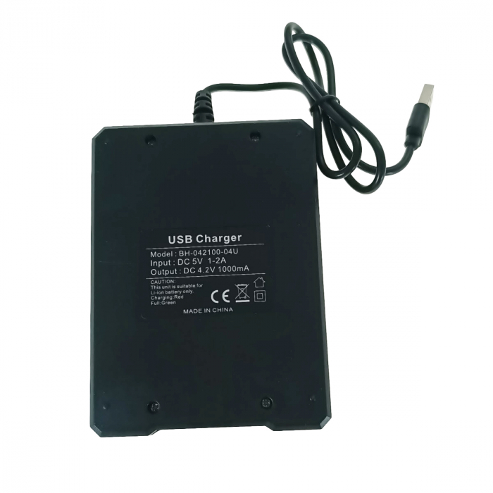 Incarcator USB inteligent pentru 4 acumulatori litiu, 4.2V, 1000mA, 18650, negru [4]