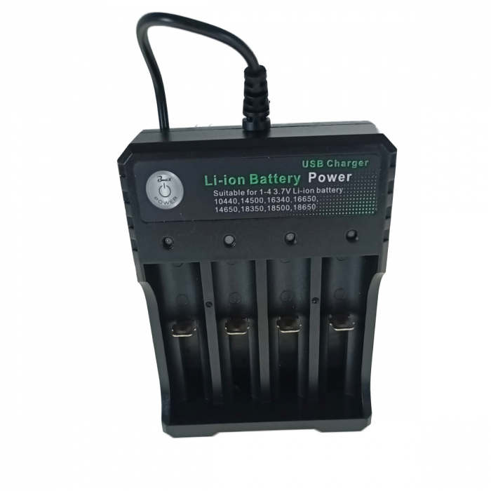 Incarcator USB inteligent pentru 4 acumulatori litiu, 4.2V, 1000mA, 18650, negru [3]
