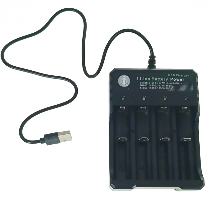 Incarcator USB inteligent pentru 4 acumulatori litiu, 4.2V, 1000mA, 18650, negru [2]