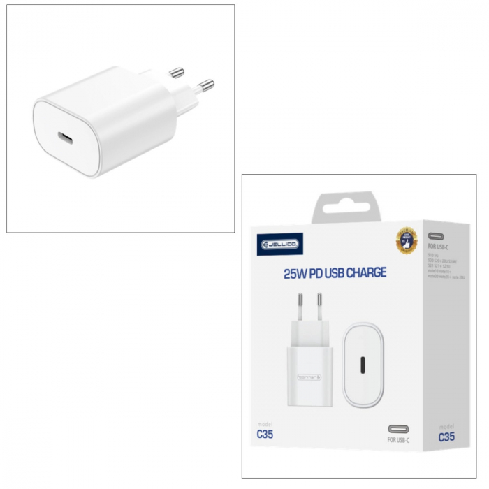 Incarcator USB Tip C la priza Euro, Jellico C35 10651, 25W, Fast Charging, 100 - 240V, 3A, alb [2]