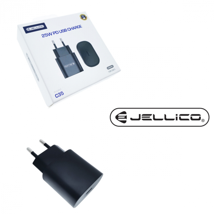 Incarcator USB Tip C la priza Euro, Jellico C35 10651, 25W, Fast Charging, 100 - 240V, 3A, negru [6]