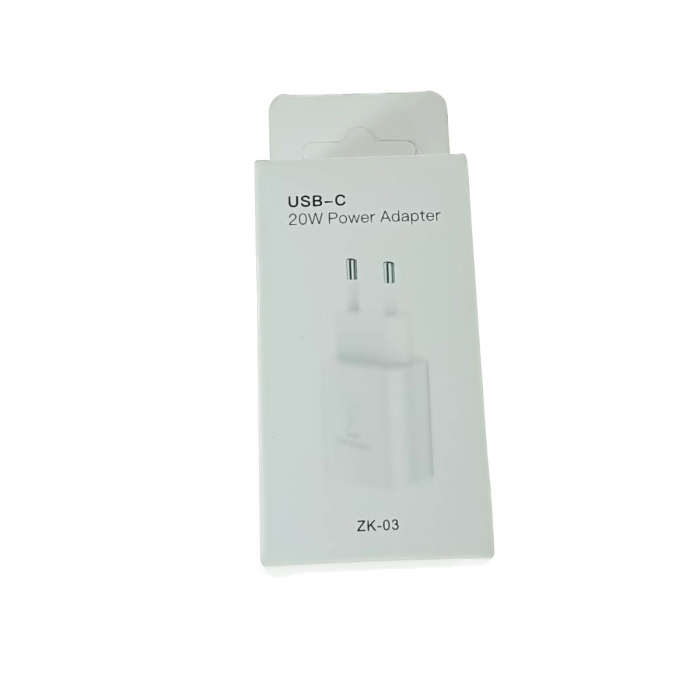 Incarcator USB Tip C la priza Euro, PD 20W, Zk-03, Fast Charging, 100-240V, Alb [4]