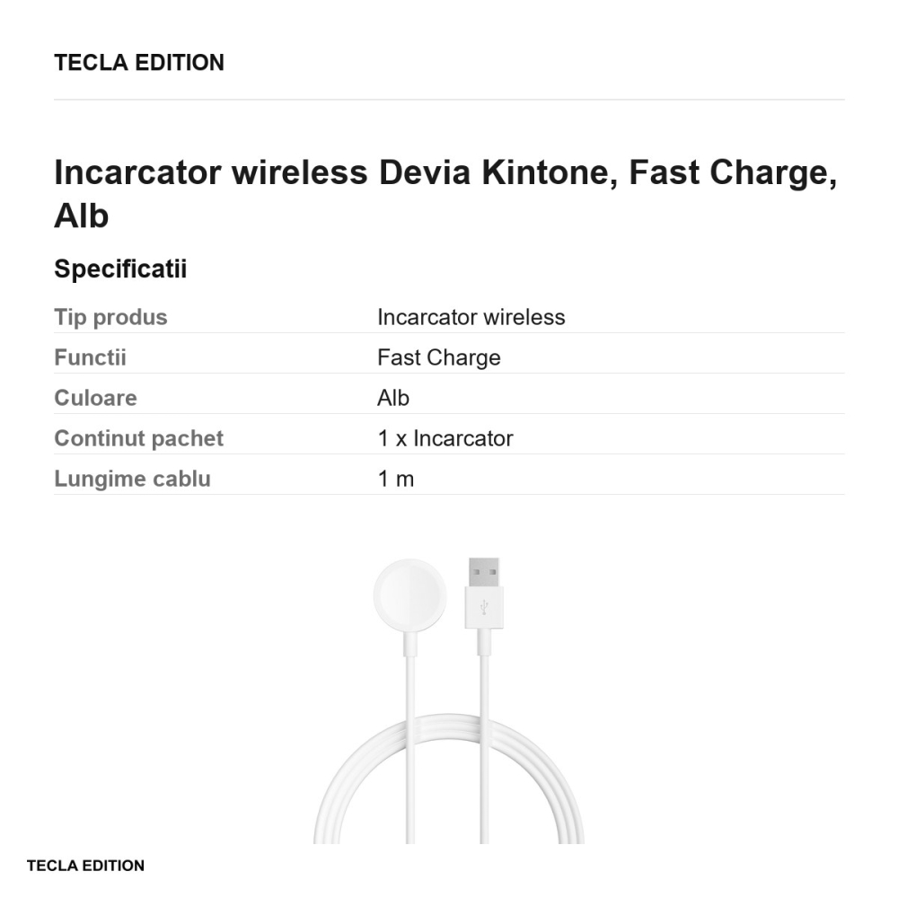 Incarcator wireless Devia Kintone, Fast Charge, Alb [3]