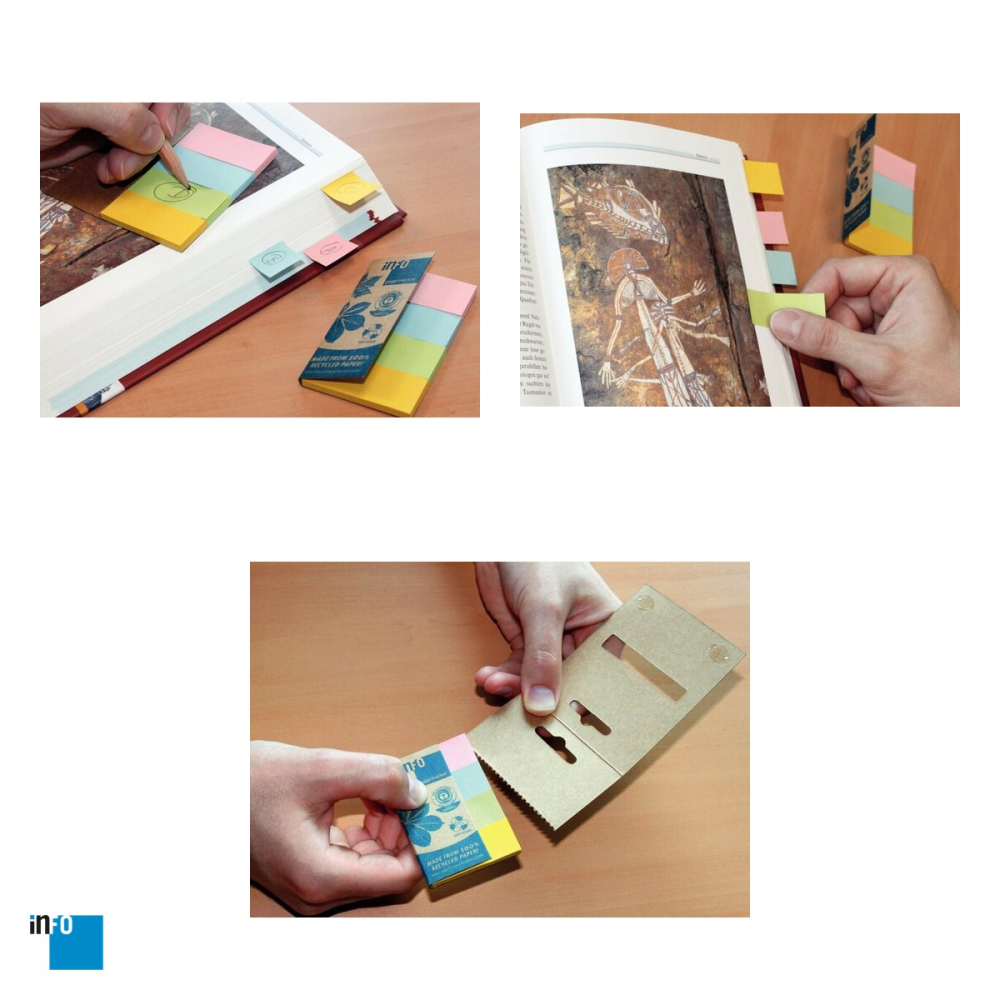 Index autoadeziv inFO din hartie reciclata, 20x50 mm, 4 culori cu 40 file, multicolor [4]