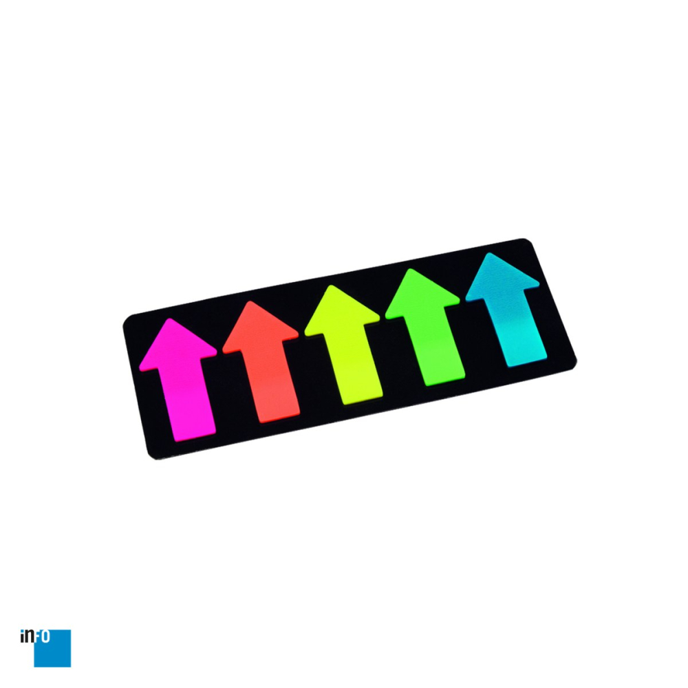 Index autoadeziv inFO din plastic sageata, 25x45 mm, 5 culori cu 25 file, multicolor [4]