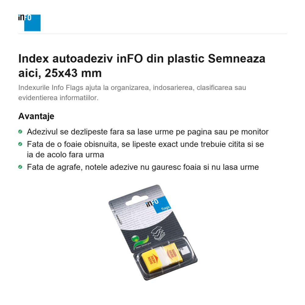 Index autoadeziv inFO din plastic Semneaza aici, 25x43 mm [2]