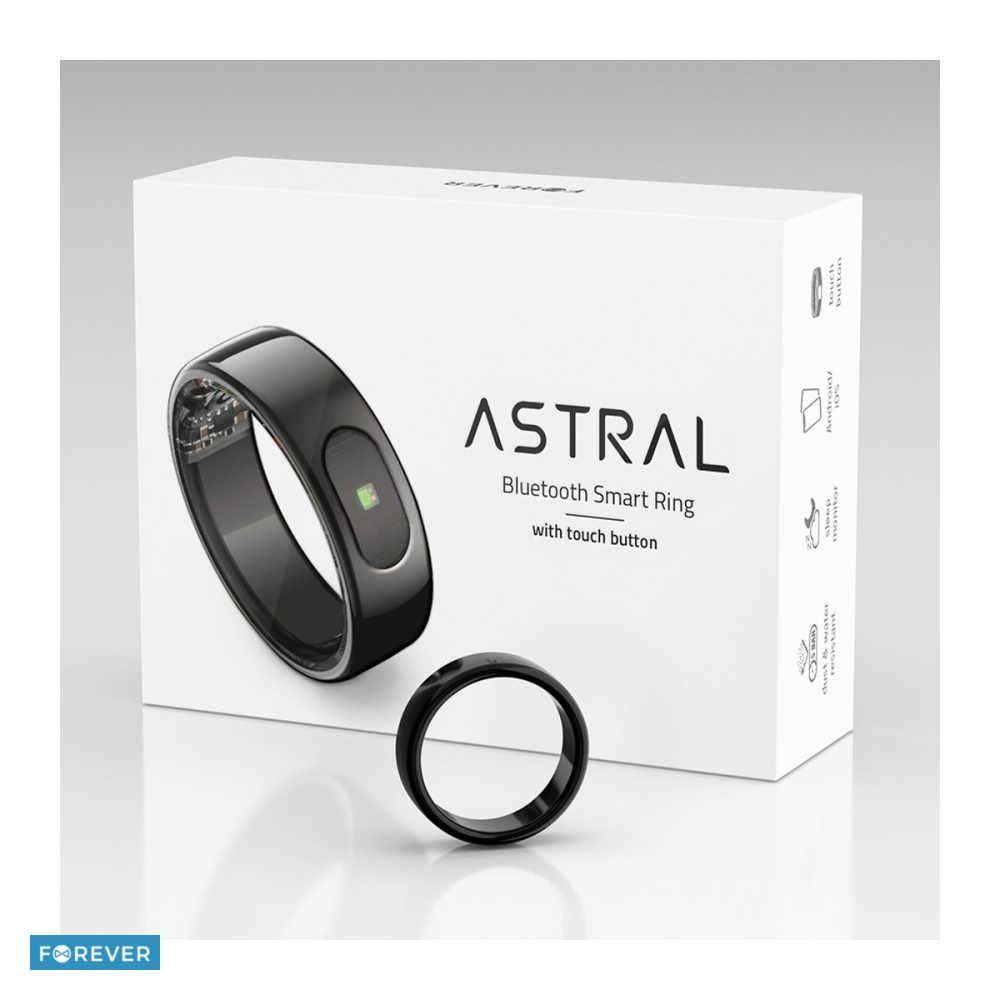 Inel inteligent Forever Astral SR-100 marimea 11, otel inoxidabil, 5ATM, masurare puls si temperatura, monitorizare stres, control prin gesturi, Negru [5]