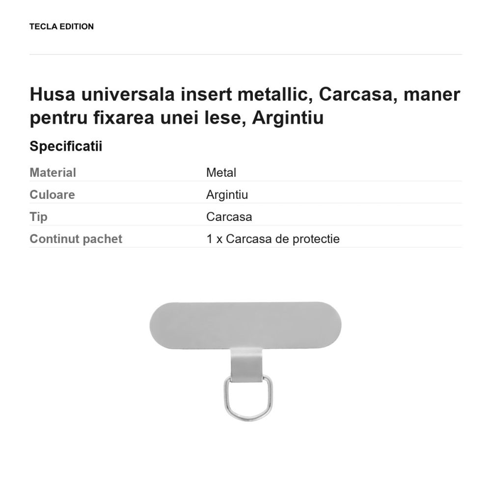 Insertie metalica universala pentru prinderea snurului la telefon, Argintiu [3]