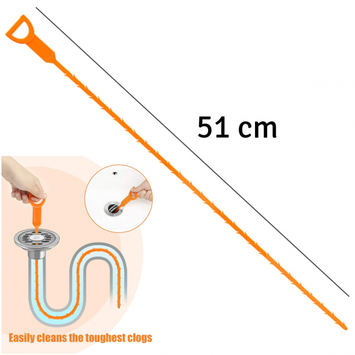 Instrument de curatare si desfundare coloane de scurgeri, Drain Cleaner, lungime 51 cm [2]