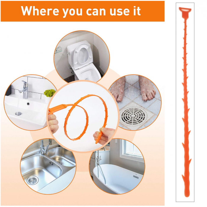 Instrument de curatare si desfundare coloane de scurgeri, Drain Cleaner, lungime 51 cm [3]