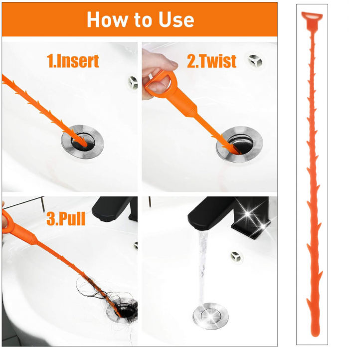 Instrument de curatare si desfundare coloane de scurgeri, Drain Cleaner, lungime 51 cm [4]