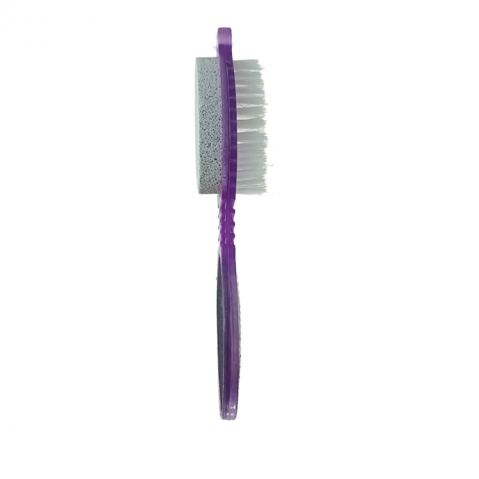 Instrument pentru pedichiura cu perie, piatra ponce, pila si pad de lustruire, 026-V22 25370, mov [2]