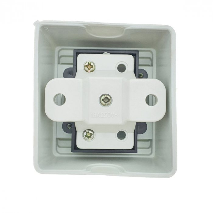 Intrerupator cu buton, montaj aplicat, cu rama, 60 x 56 x 40mm, alb [4]