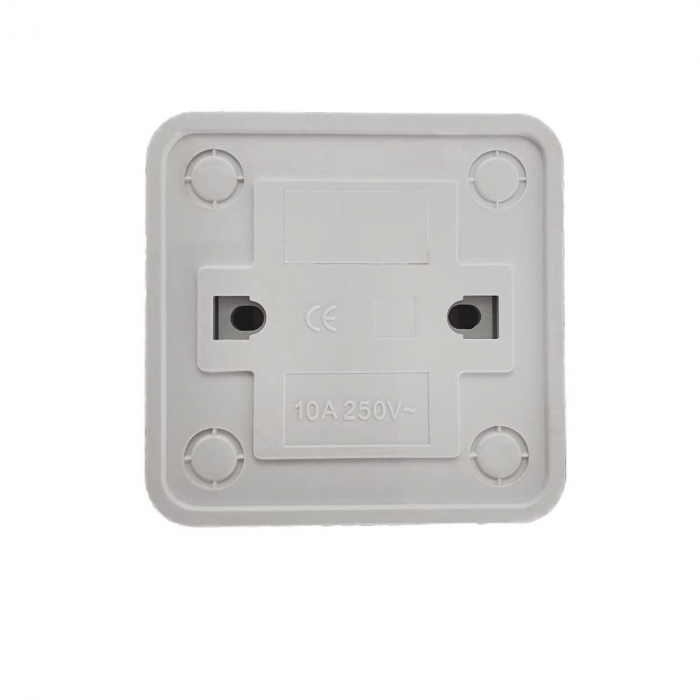 Intrerupator simplu cu indicator luminos, FE-40446, montaj aplicat, 10A 250V, 70x70x36mm, alb [2]